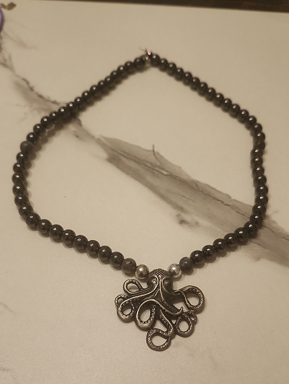 Handcrafted Tidal Guardian Hematite Beaded Necklace